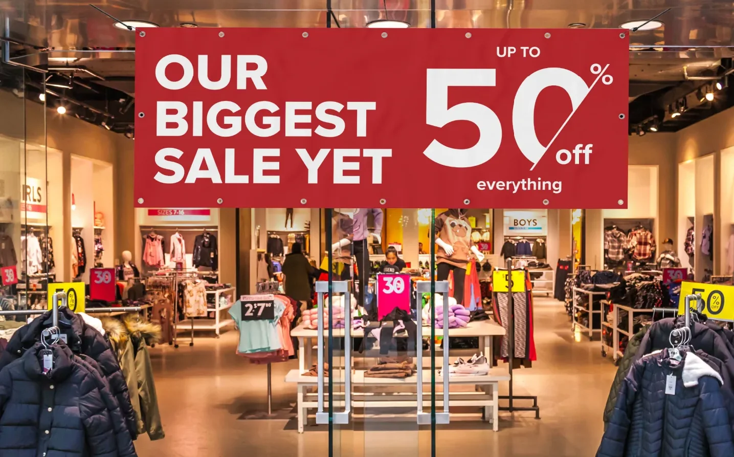 Custom Big Hanging Banner Printing with Sales Discount Color Text Logo QR Custom Indoor Banner Outdoor Banne Personalized Banner