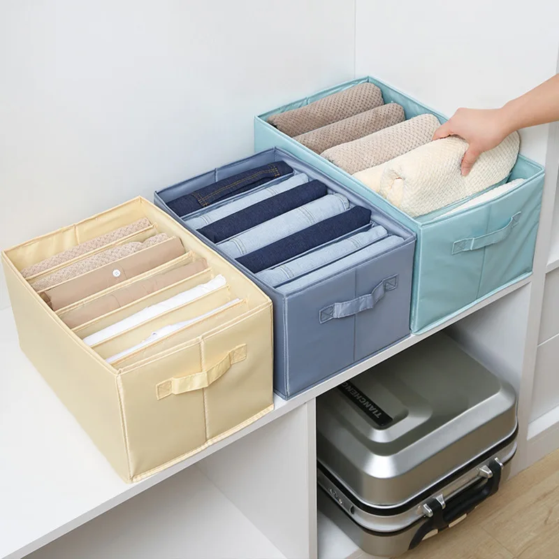 T-Shirt Storage Box in the Closet Denim Pants Organizer for Wardrobe Clothes Organizer in Cabinets Underwear Drawers Organizer