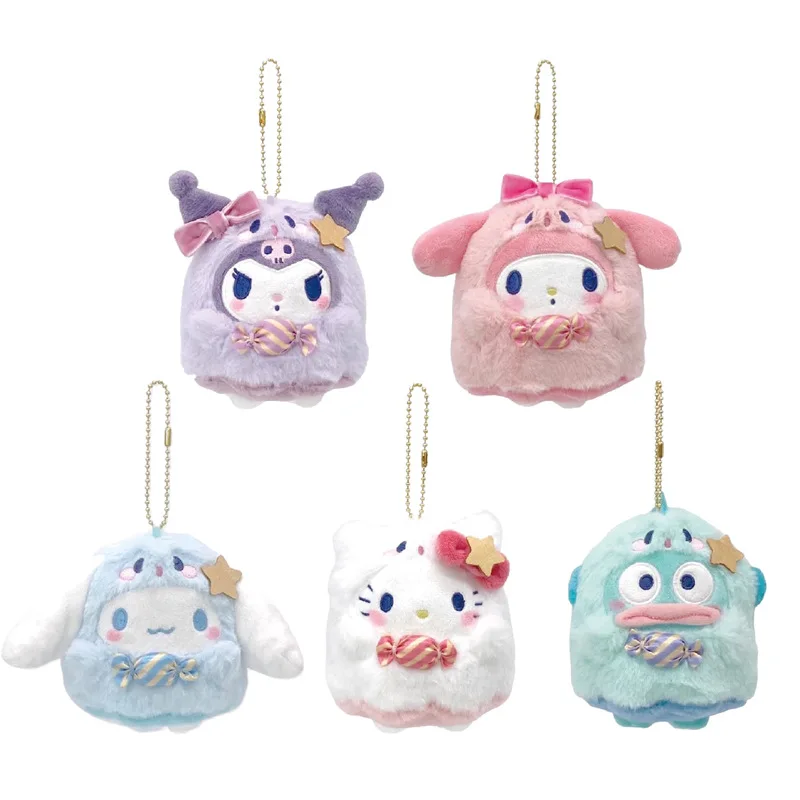 New Kawaii Halloween Ghost Candy Series Hello Kitty My Melody Kuromi Plush Doll Girl Cute Anime Plush Keychain Holiday Gift