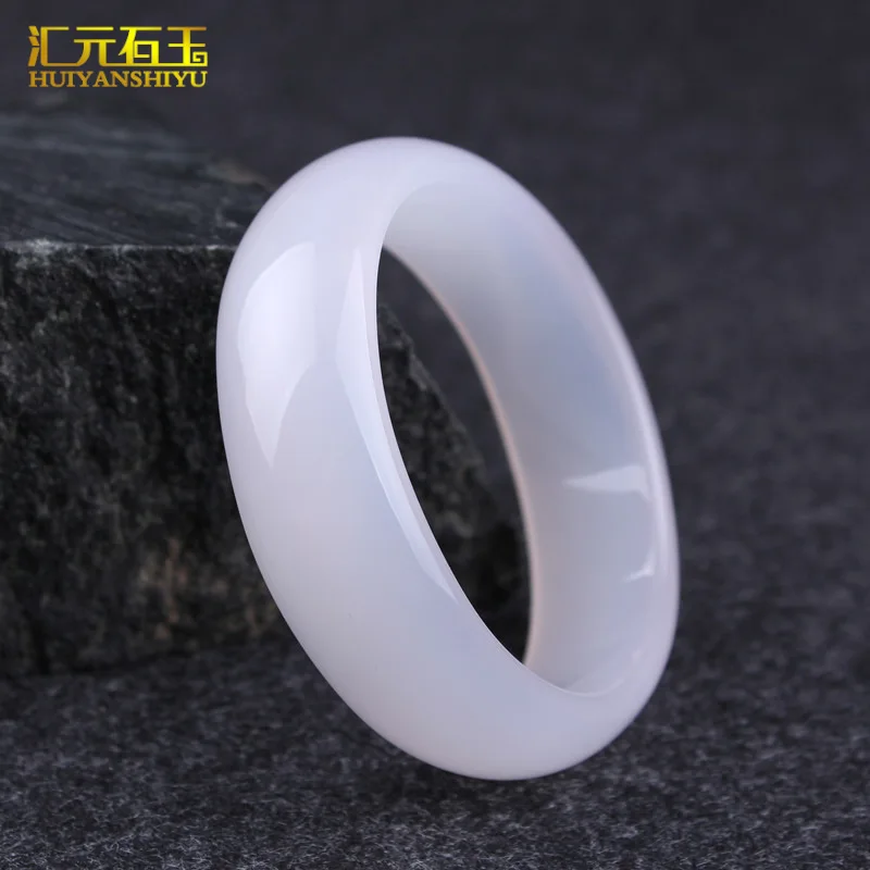 A-grade white chalcedony wide bangle, ice agate , translucent jade bracelet