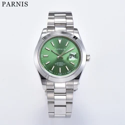 Parnis 39.5mm Automatic Movement Green Dial Luminous Marker Men's Wristwatch