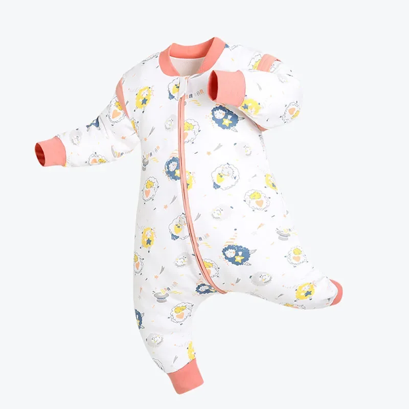 Double Layer Baby Sleeping Bag Spring Autumn Children Pajamas Detachable Sleeves Baby Sleeping Bag Newborn Anti Kick Quilt