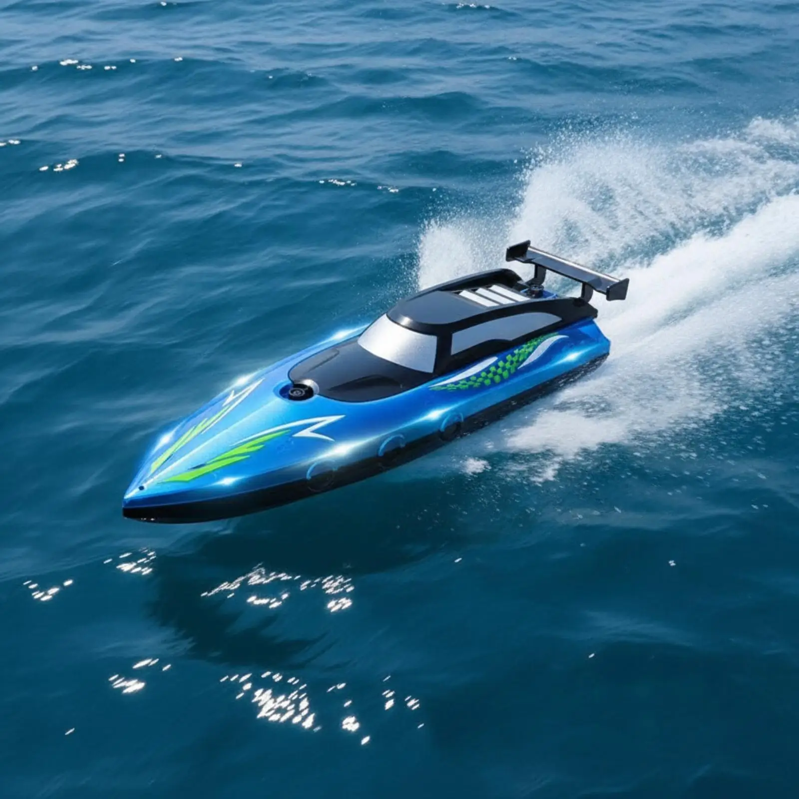 Wireless Control Boat with Dual Motors Streamlined Wireless Control Speed Boat Sealed Bright for Children, Pool, Lake