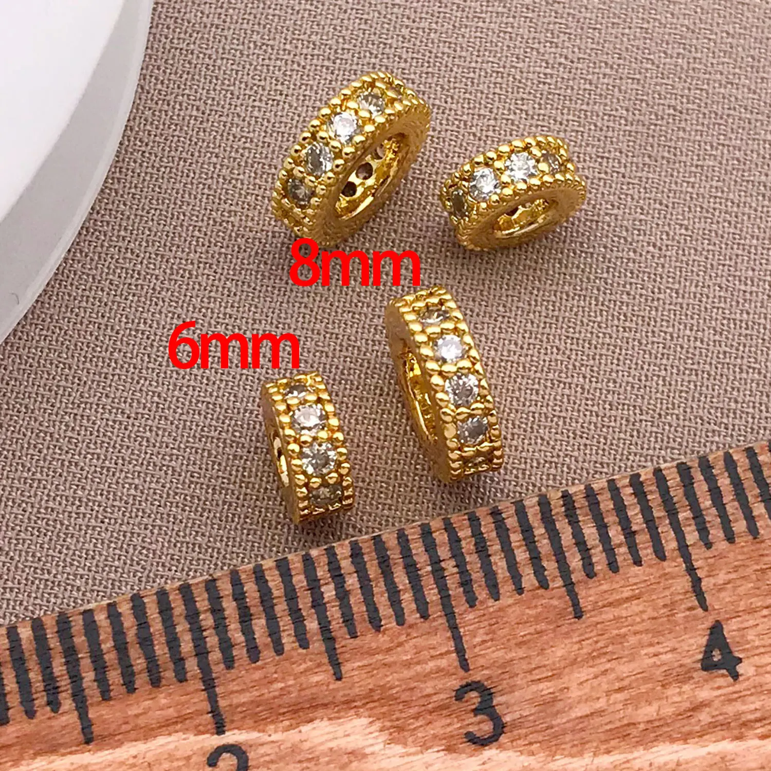 Mix 3pcs 18K Copper Plated Real Golden Thick Silvery White Golden With Zircon Spacer, DIY Jewelry Making Accessories image 4