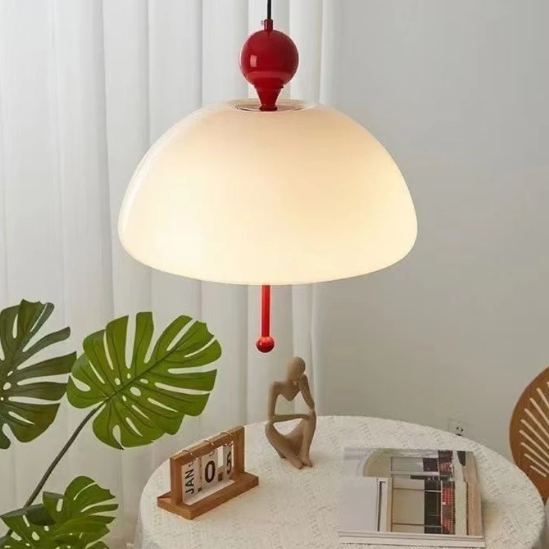 フレンチスタイルペンダント照明バウハウス北欧ヴィンテージレトロクリームガラスランプホテルの寝室のベッドサイドスタディルームラウンジカフェ用