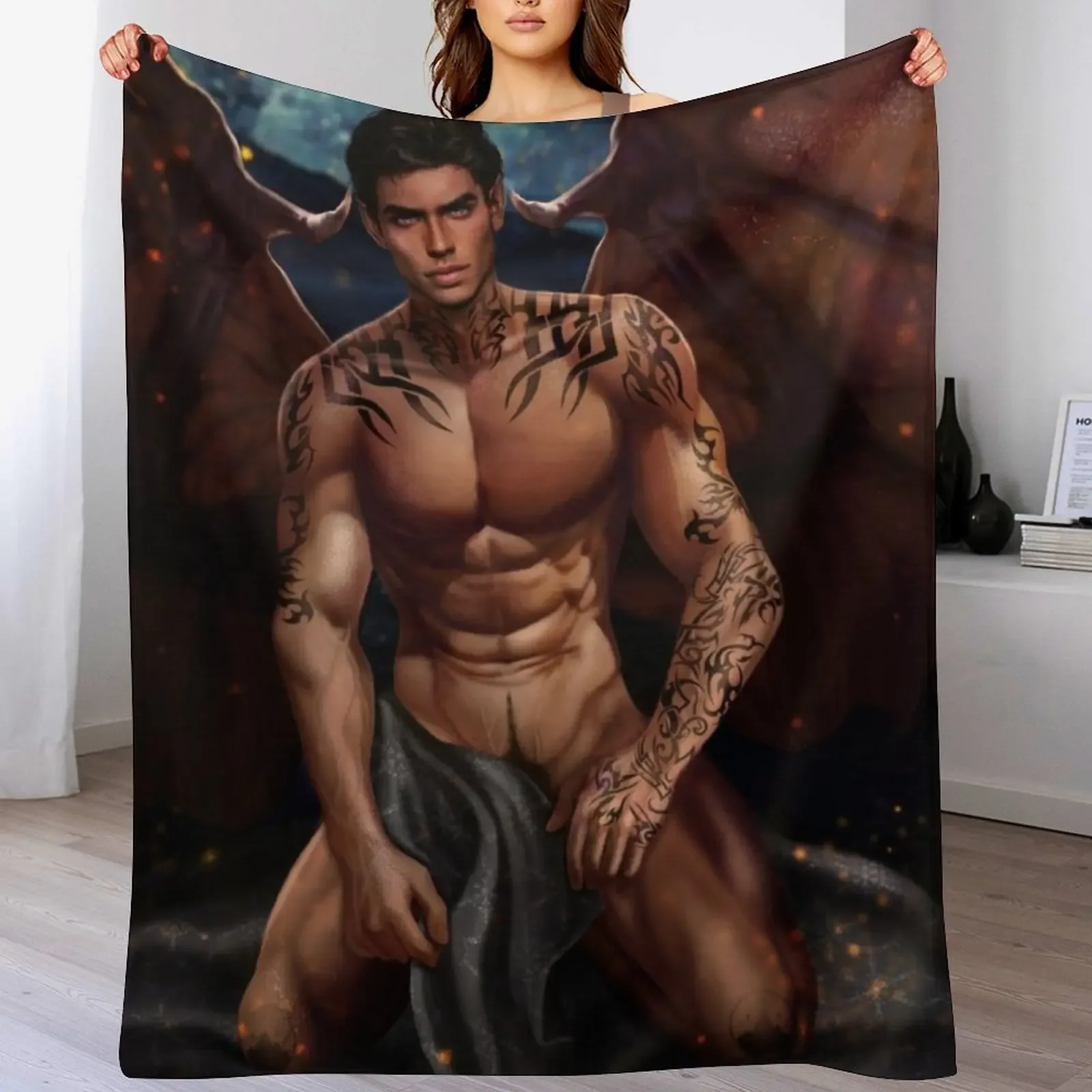 

Rhysand from A Court Of Thorns And RosesII Throw Blanket Cozy Sofa Blanket for TV Watching Napping