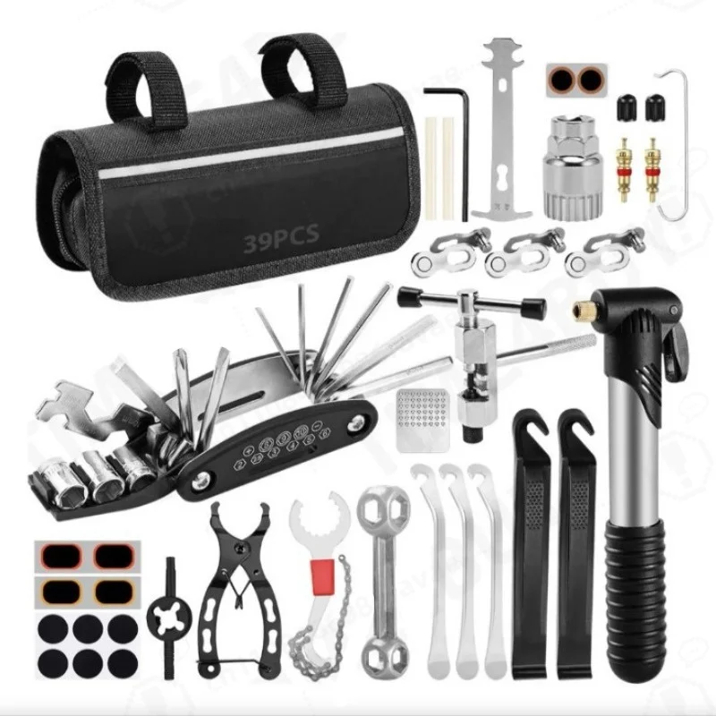 39-piece Bicycle Maintenance Tool Set Mountain Bike Aluminum Alloy Gas Cylinder Riding Equipment 41 Pieces