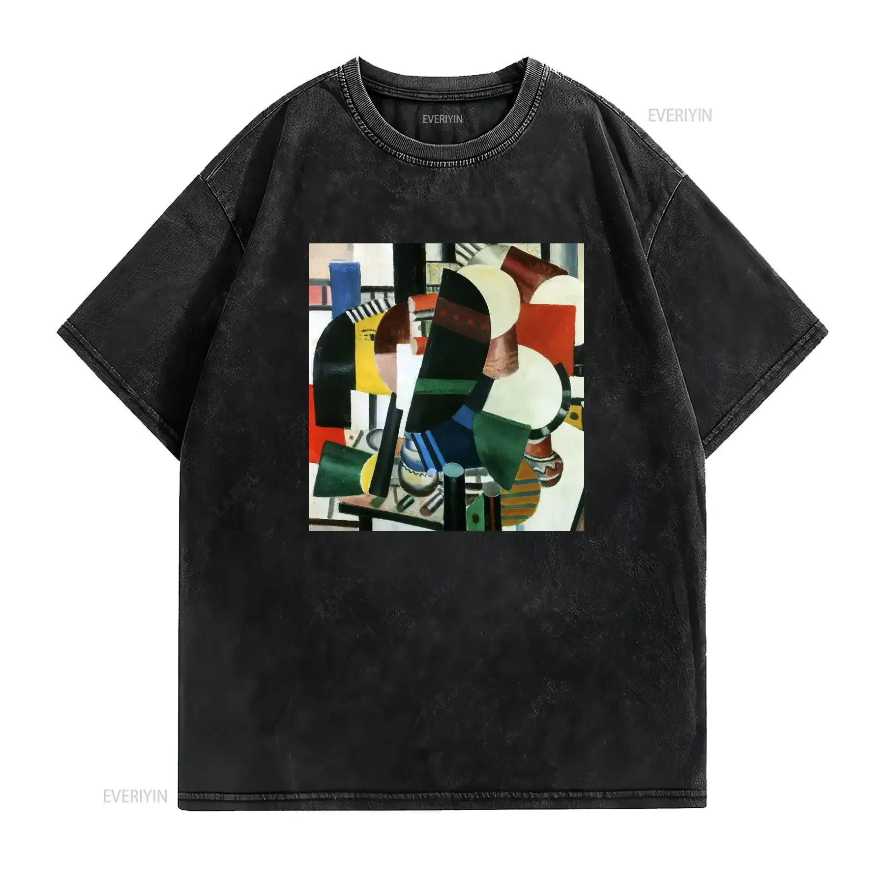 Woman With Flower Portrait Study Fernand Leger Painting T Shirt Art Abstract Cubism for Her Him vintage Washed streetwear