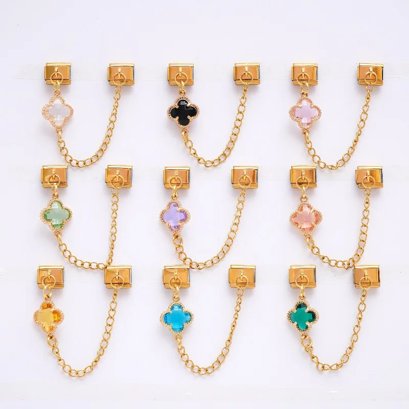 Colorful Fashion Evil Eye Four-leaf Clover Flower Modular Elegant Charm Unisex DIY Creative Bracelet Pendant Jewelry Accessory