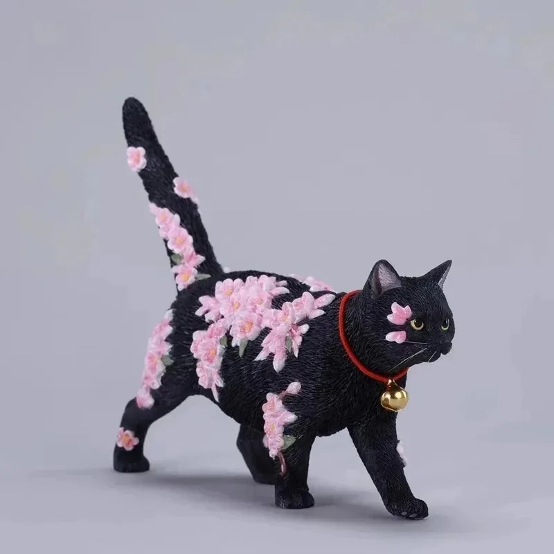 사전 판매 JXK 1/6 스케일 귀여운 애완동물 벚꽃 고양이 레진 수제 장난감 시뮬레이션 동물 모델 데스크탑 장식품