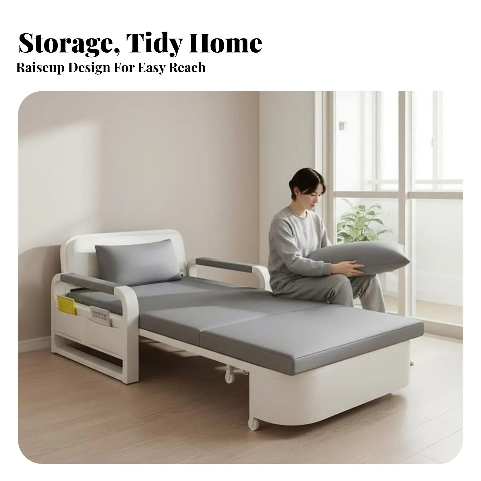 Pull-Extendable Armchair Bed Foldable Design Folding Ottoman Bed Space-Saving Two-in-oneUse for Small Apartment Dwellers - view 3