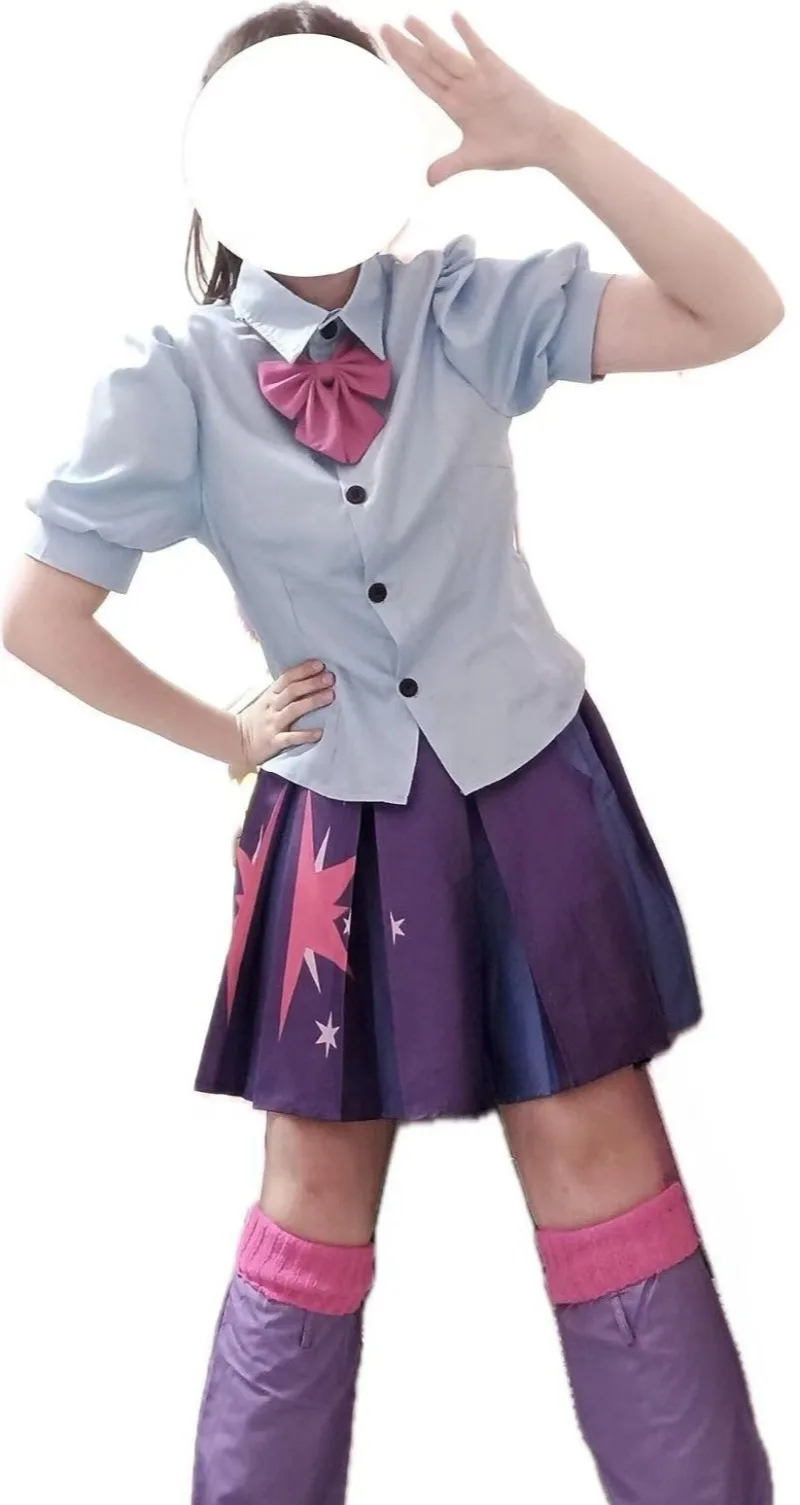 IN STOCK S-2XL Anime Littlee Ponyy Twilight Sparkle Human Cosplay Costume Wig Dress Halloween Carnival Party Outfits for Women