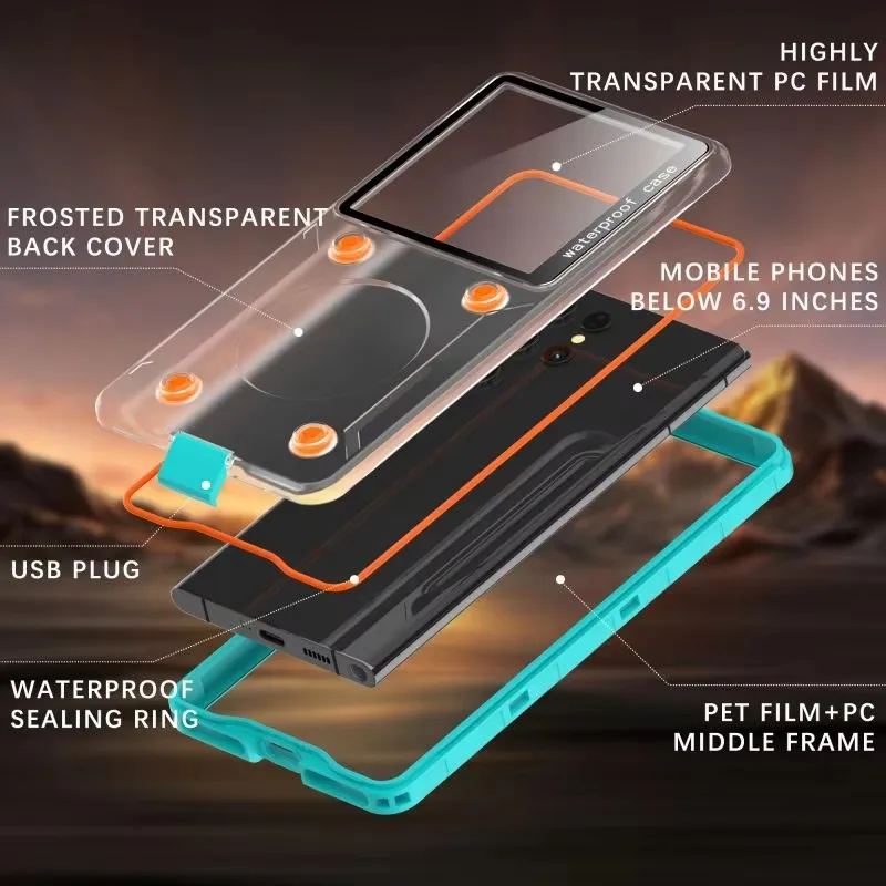 

General Size 6.9 inch Diving Swim 5 Meter Waterproof Case For Huawei Honor Xiaomi Oneplus Google VIVO OPPO REALME Samsung iPhone