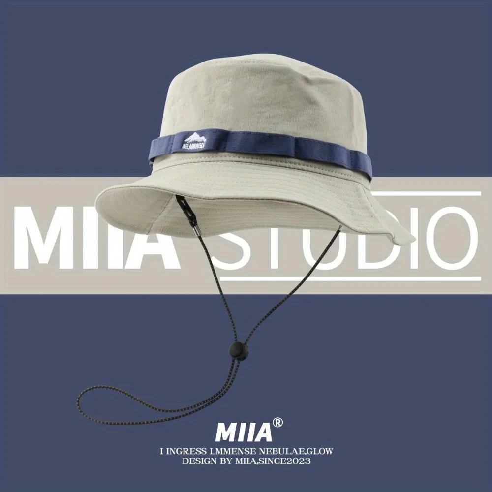 قبعة صياد السمك برباط للرجال - قبعة دلو للشمس قابلة للتنفس، حماية من الشمس للتخييم في الهواء الطلق في الربيع والصيف