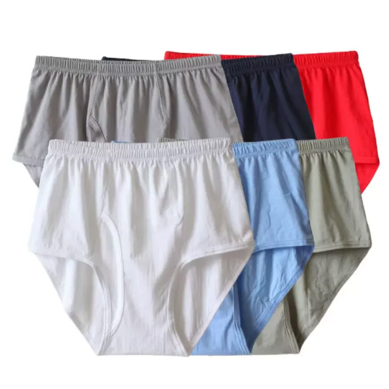 Men's High‑Waist Briefs Loose Front Fit Pure Cotton Underwear Plus Size Soft Comfortable Breathable Male Intimates Underpants