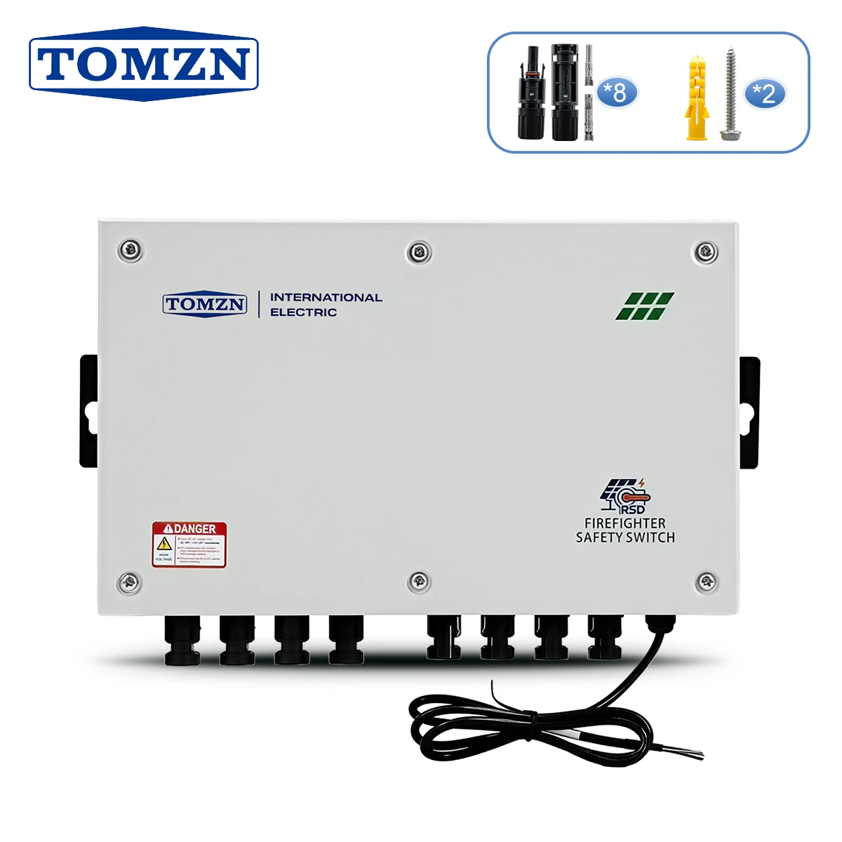TOMZN Rapid Shutdown Device 4 String 1000V 40A Solar Panel Disconnect Switch Firefighter Safety Switch Remote Emergency Shut Off