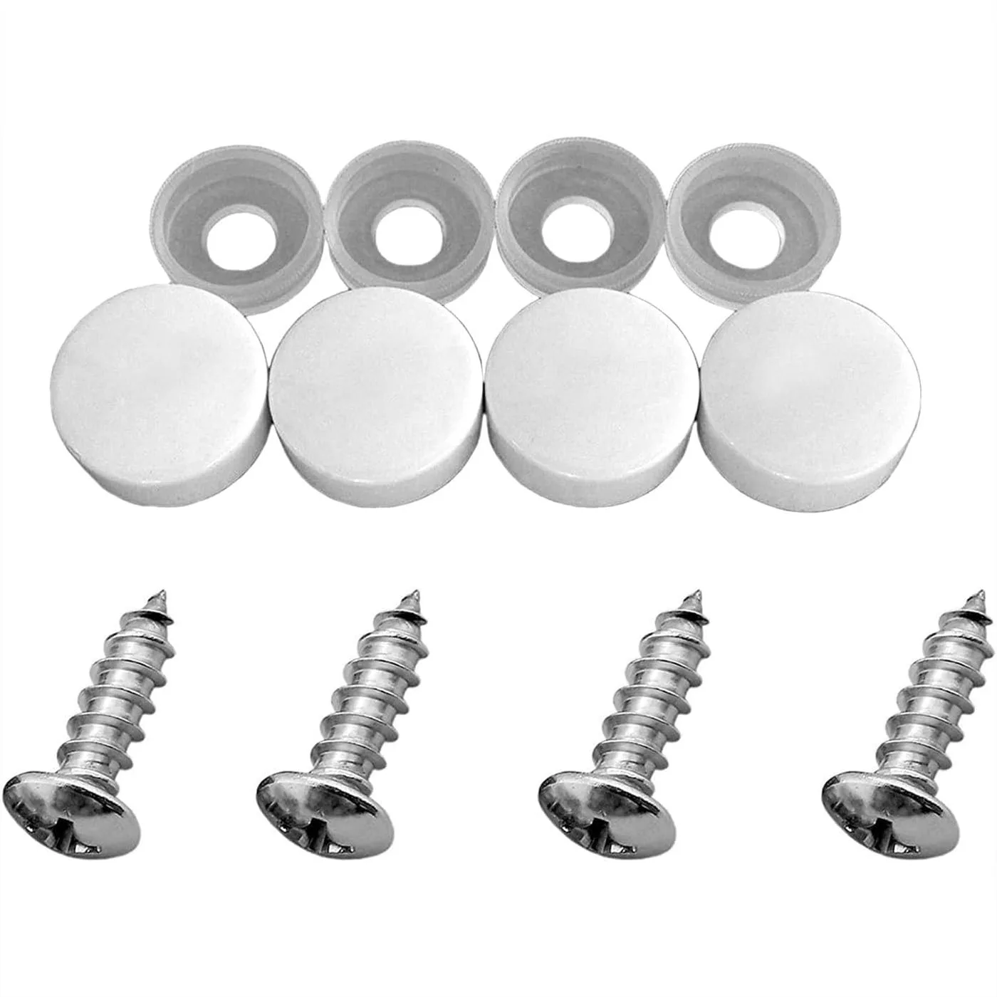 

M6x20mm Stainless Steel Self-Tapping Screws for License Plates, Rustproof Mounting Bolts with White Covers for Cars Trucks SUVs