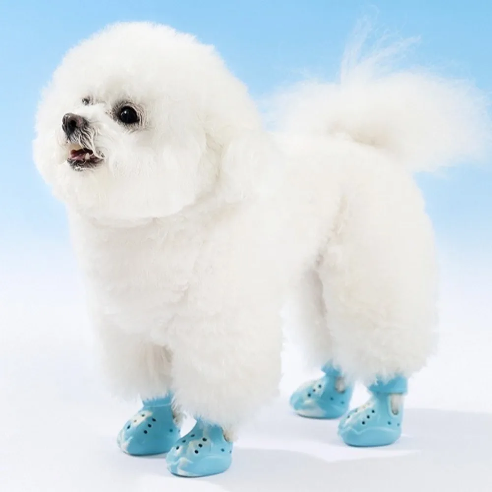 

4pcs/set Breathable Waterproof Dog Shoes EVA Comfortable Dog Sandals Paw Protection Adjustable Straps Pet Boots Summer Season