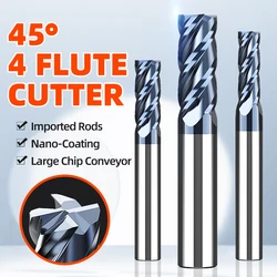 HUHAO Carbide End Mill For Metal 4 Flutes CNC Milling Cutter TIAN Coating Alloy Tungsten Steel Engraving Machine Tools HRC45