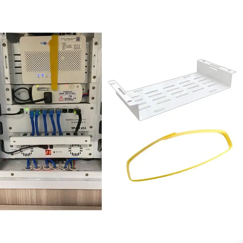 E1PF Floating Wall Shelf for TV Components, Space Save Metal Router Wall Mount Shelf Bracket Shelves for Cable Boxes