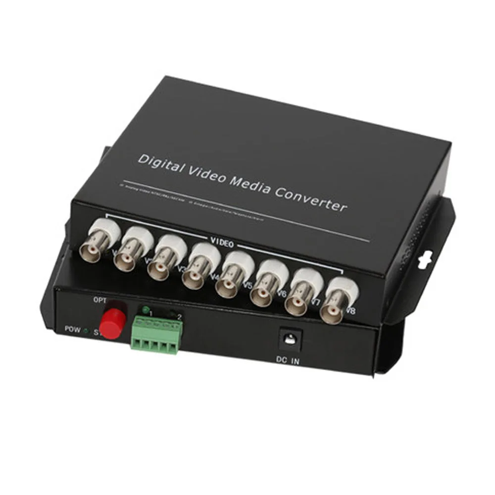 8port Video over Fiber Media Converters with RS485 data PTZ FC optical module Singlemode 20Km for Analog cameras CCTV