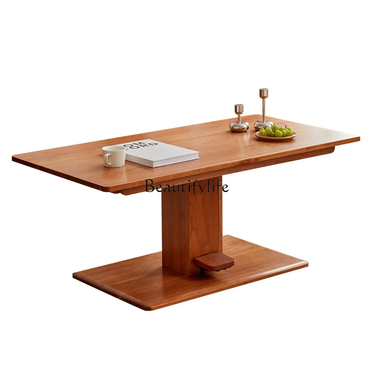 

6Solid wood coffee table cherry wood lifting dining table dual-purpose living room home modern and simple