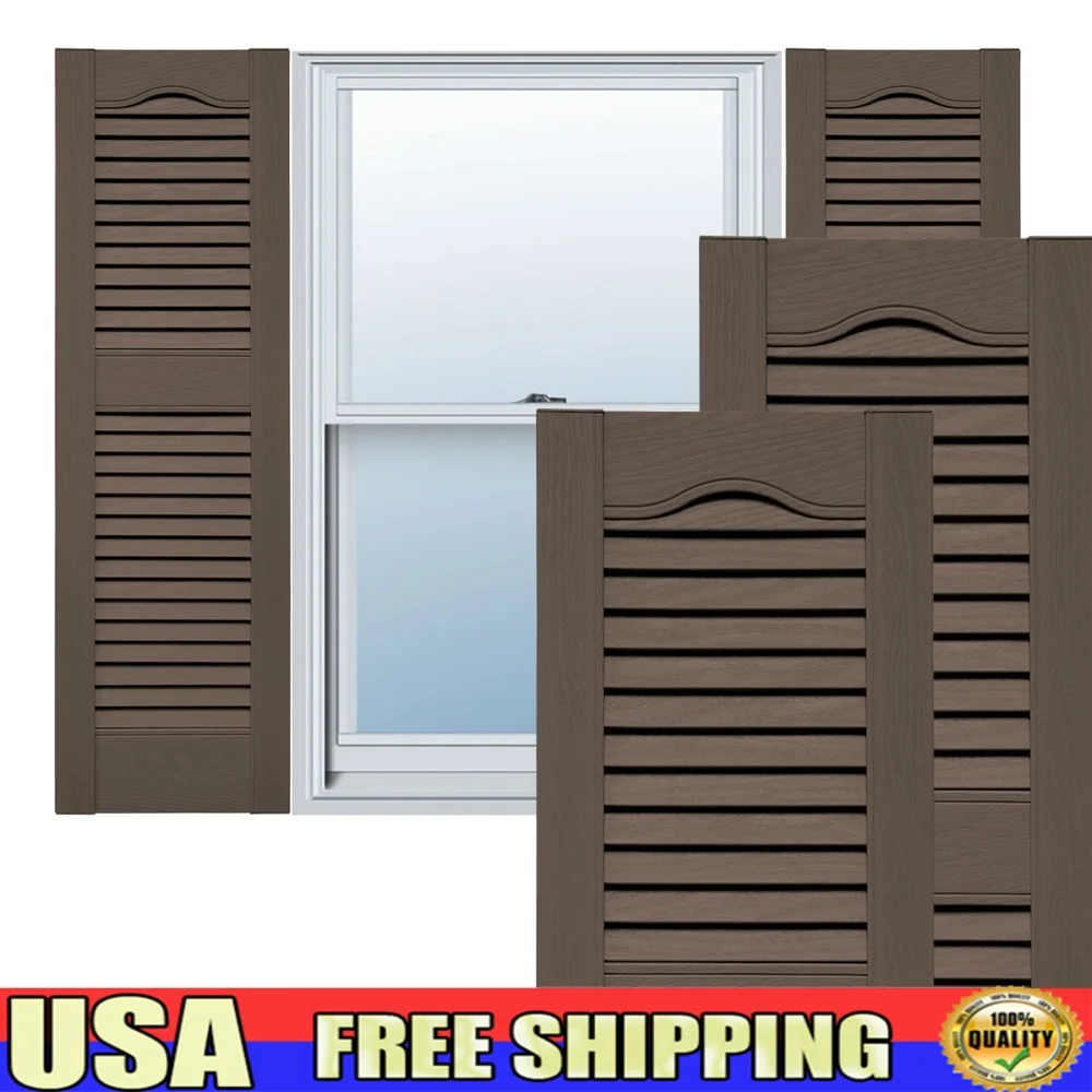 

Durable Vinyl Open Louver Shutters 12x60 Inch Center Mullion Waterproof Lightweight Easy Install with Hardware