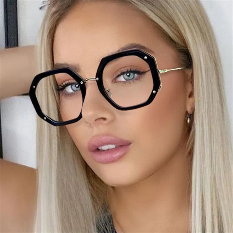 Mode Europäischen Amerikanischen Casual Polygon Metall TR90 Brillen Rahmen Neue Multi-farbe Option Flache Spiegel frauen Einfache Brillen