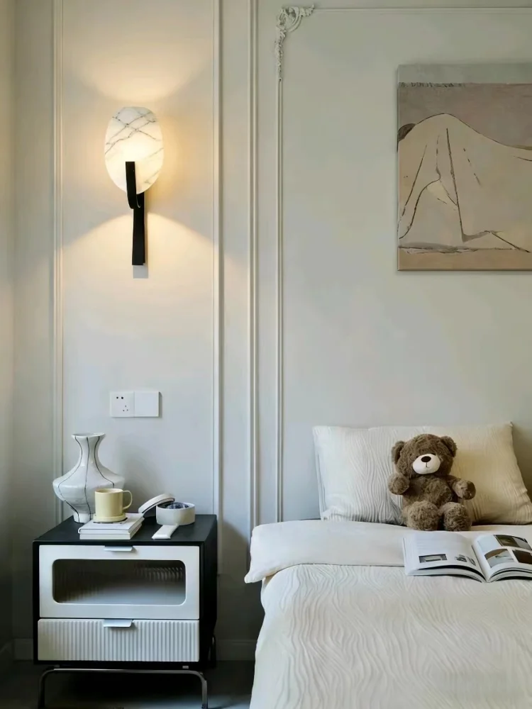 

Luxury room Spanish marble wall decor Nordic living room wall lamp French design corridor bedroom bedside natural stone sconce