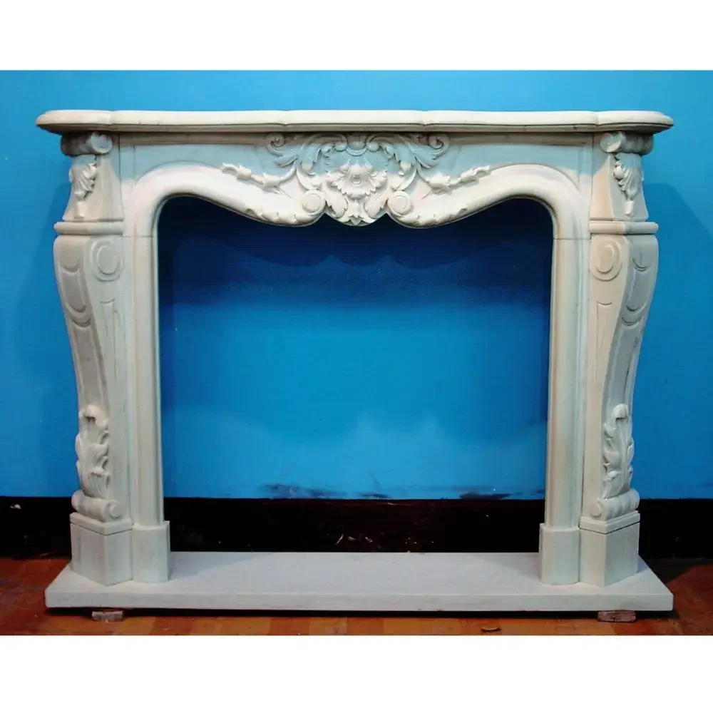 

Stone Fireplace Mantel Customizing W130cm Carved Marble Stove Frame Classic Concise European Style Chimney