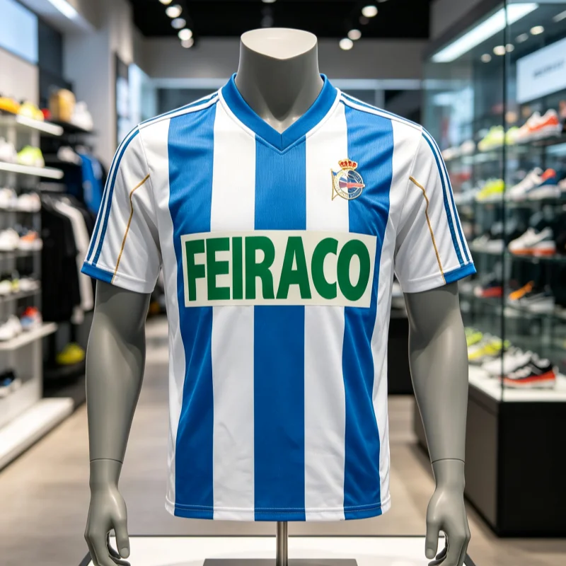 26-27 Deportivo La Coruña A Fußballtrikot Sommer 3D-Druck Schnell Trocknendes Sport-Kurzarm-T-Shirt Familien-Outfit – Detail 1