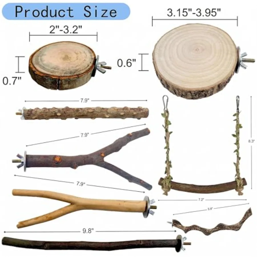 8PCS natural wood bird perches - Health & Wellness U Of T recensie en prijs