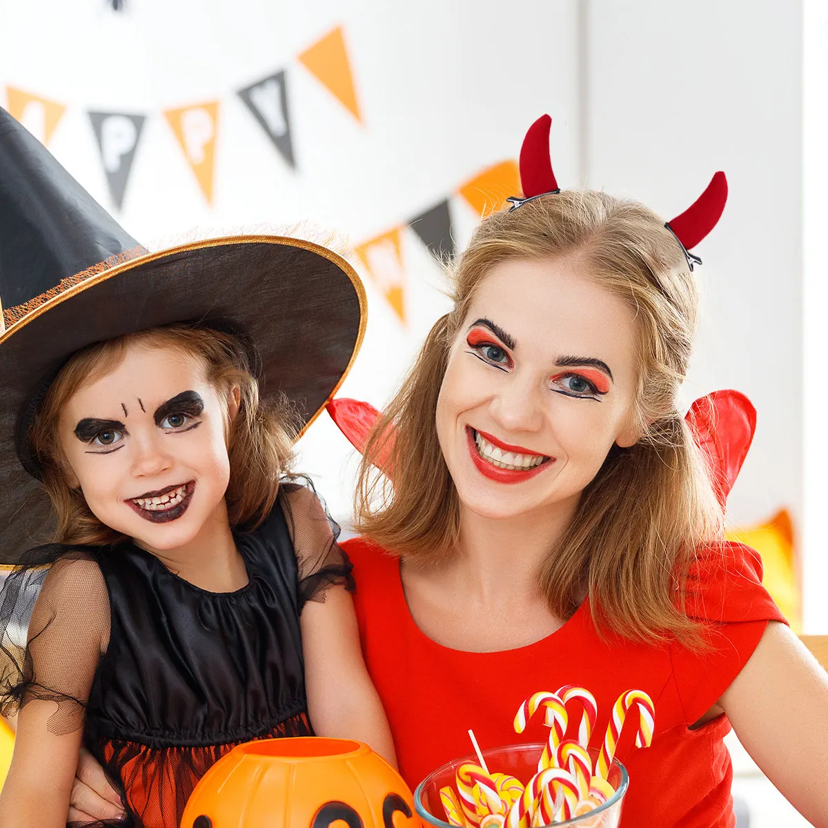 

8 шт. заколок для волос в виде дьявола на Хэллоуин, креативные украшения для головы, аксессуары для костюмированных вечеринок, праздничные украшения, портативные