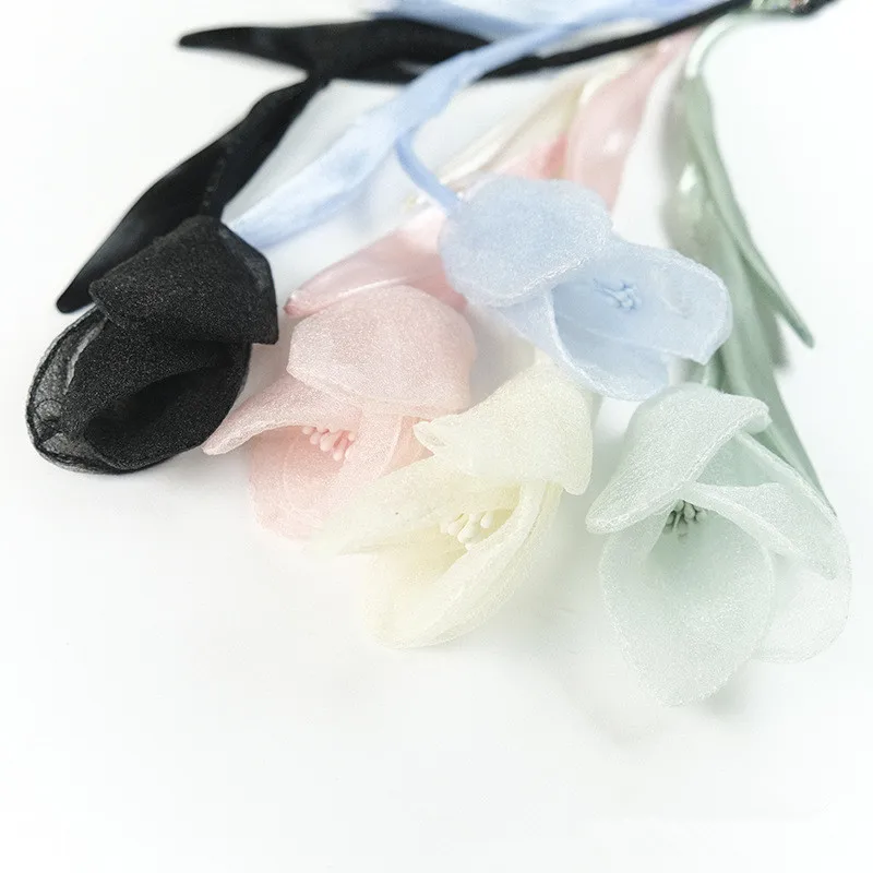 Gauze Rose Tulip Flower Patch Handmade 3D Decorative Bag Corsage Dress Accessories Applique