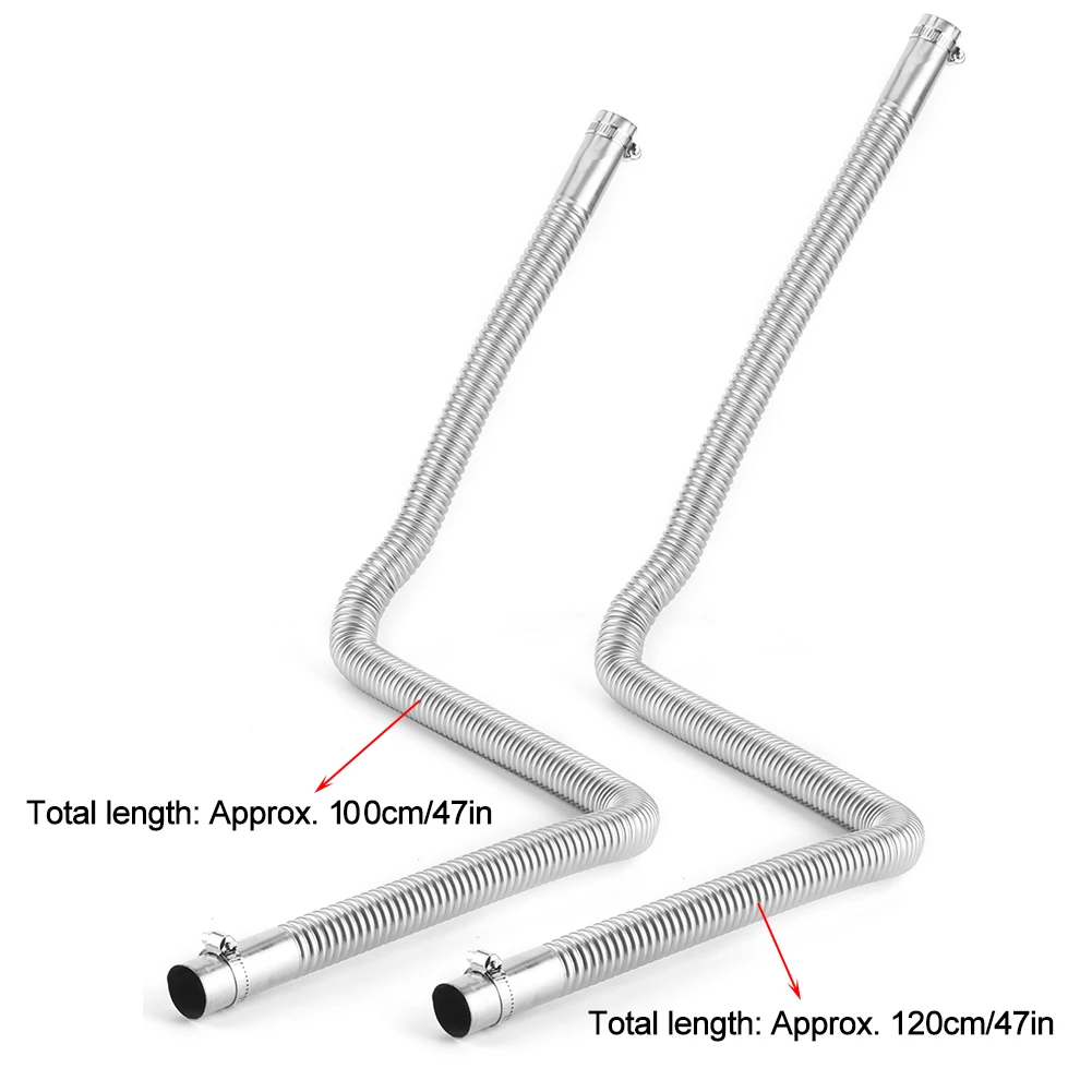 1PC Stainless Steel Exhaust Pipe 2.5cm/1in ID for Parking Air Heater Diesel Gas Vent Hose with 2 Clamps 100/120ml Length Options