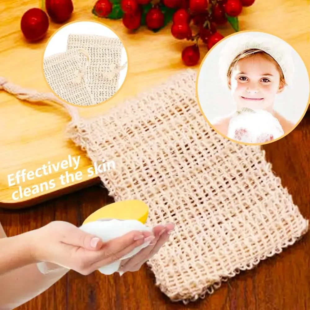 5-30 pcs Soap Exfoliating Bags Natural Sisal Soap Saver Handmade Soap Bubble Mesh Bag Exfoliating Mesh Soaps Bag with Drawstring