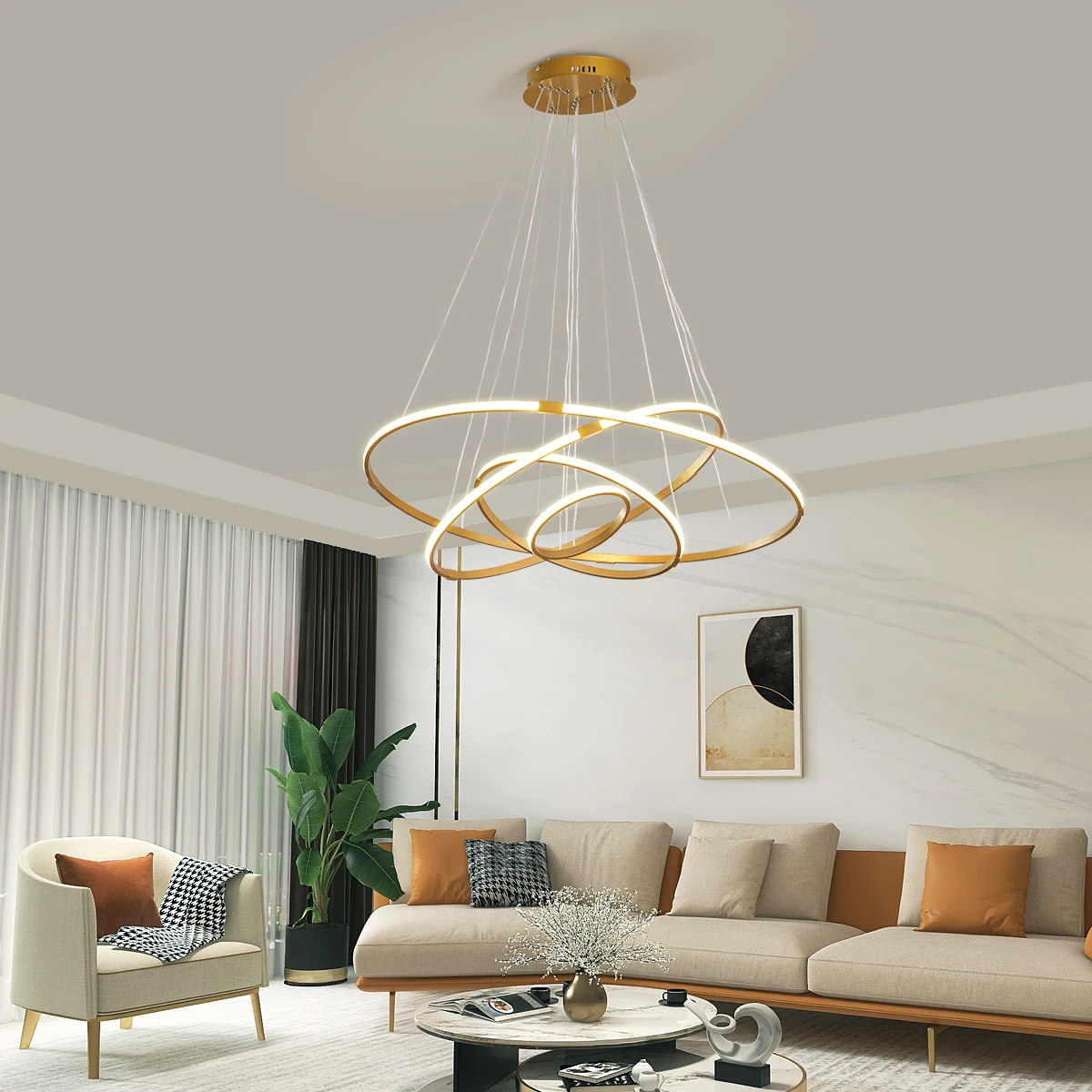 

Aluminum Modern Led Pendant Light Balck/Grey/Golden ring lamp For Livingroom Bedroom Diningroom Kitchen Indoor Pendant Lamp