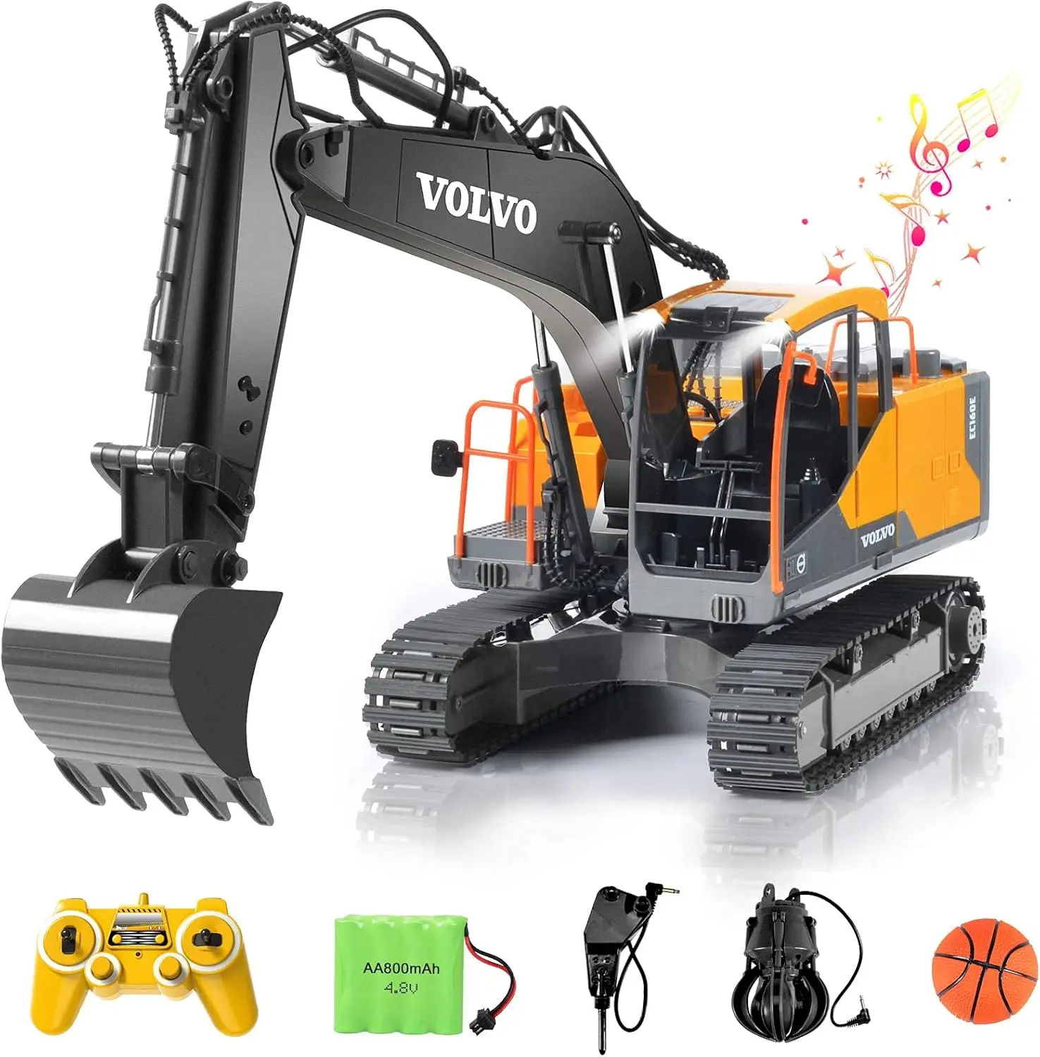 

Volvo RC Excavator 17 Channel 3 in 1 Construction Toys, 17 Channel Remote Control Vehicles Tractor Sandbox Toys Digger with Meta