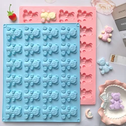 1PC Creative 24 cavity cartoon teddy bear candy chocolate silicone mold DIY pudding biscuit cake baking mold
