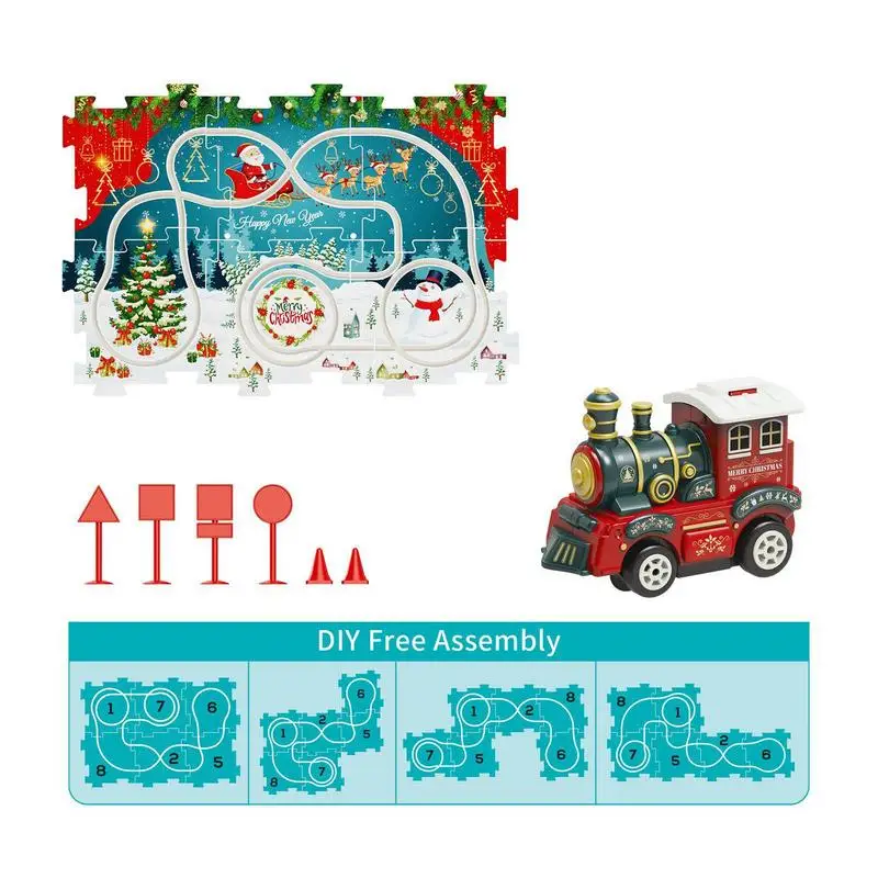 Kids Car Rail Set Christmas Assembling Rail With Electric Car Toy Educational Toys For Children Aged 3-6 Years Exciting Playtime