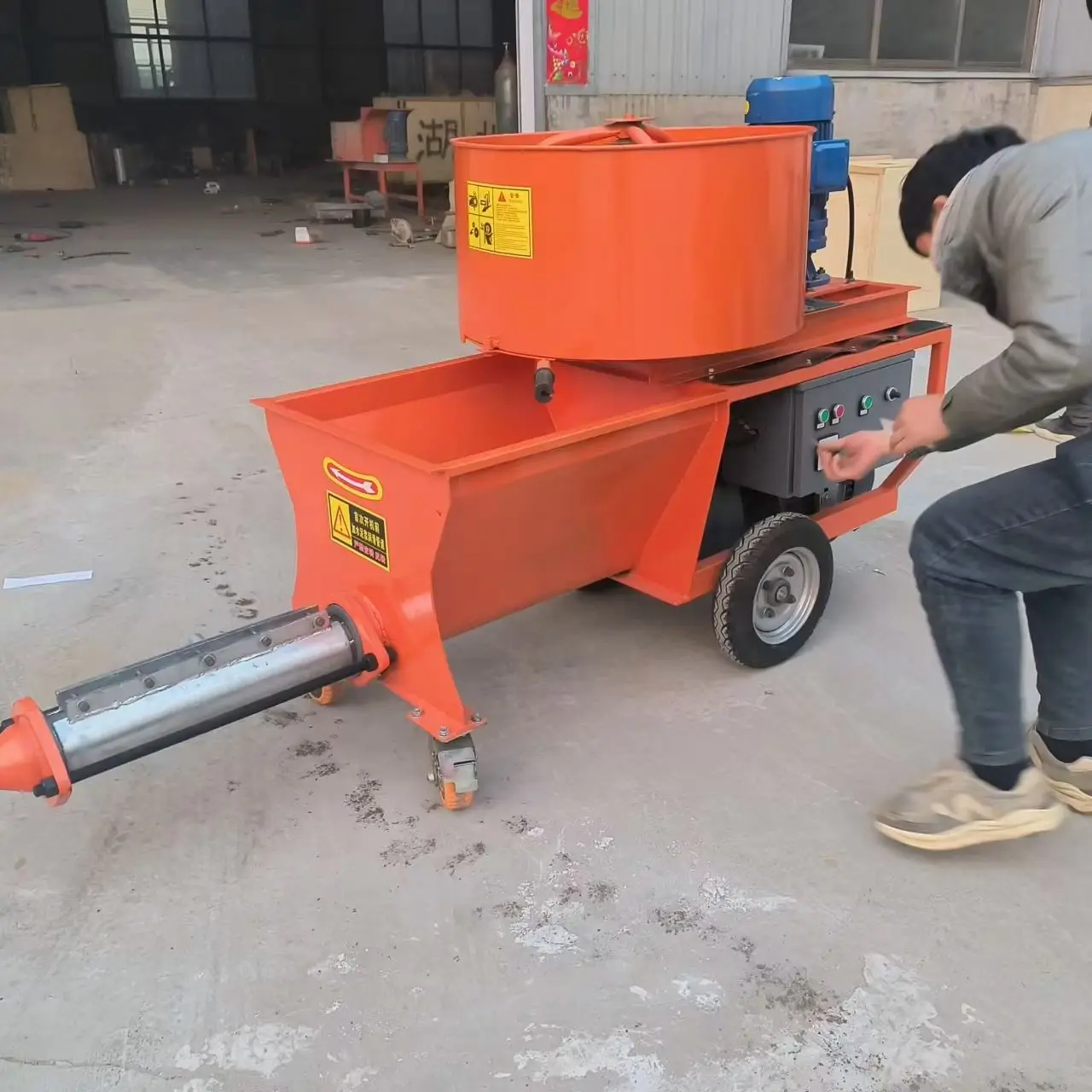 Electric Wheel-Type Mortar & Putty Spraying Machine for Wall Plastering, Rendering and Construction