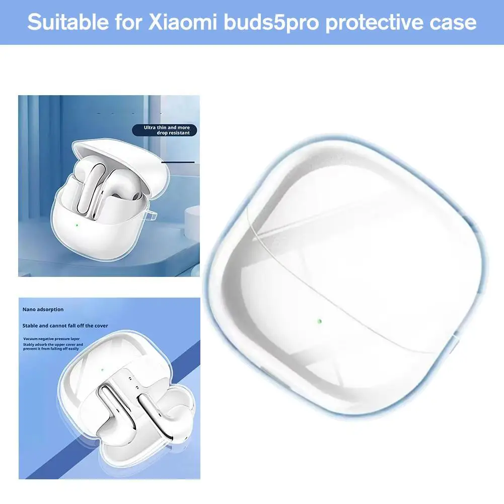 Earphone Case For Xiaomi Buds5Pro Wireless Bluetooth Headset Case TPU Transparent Anti-fall Earphone Protective Case Accessories