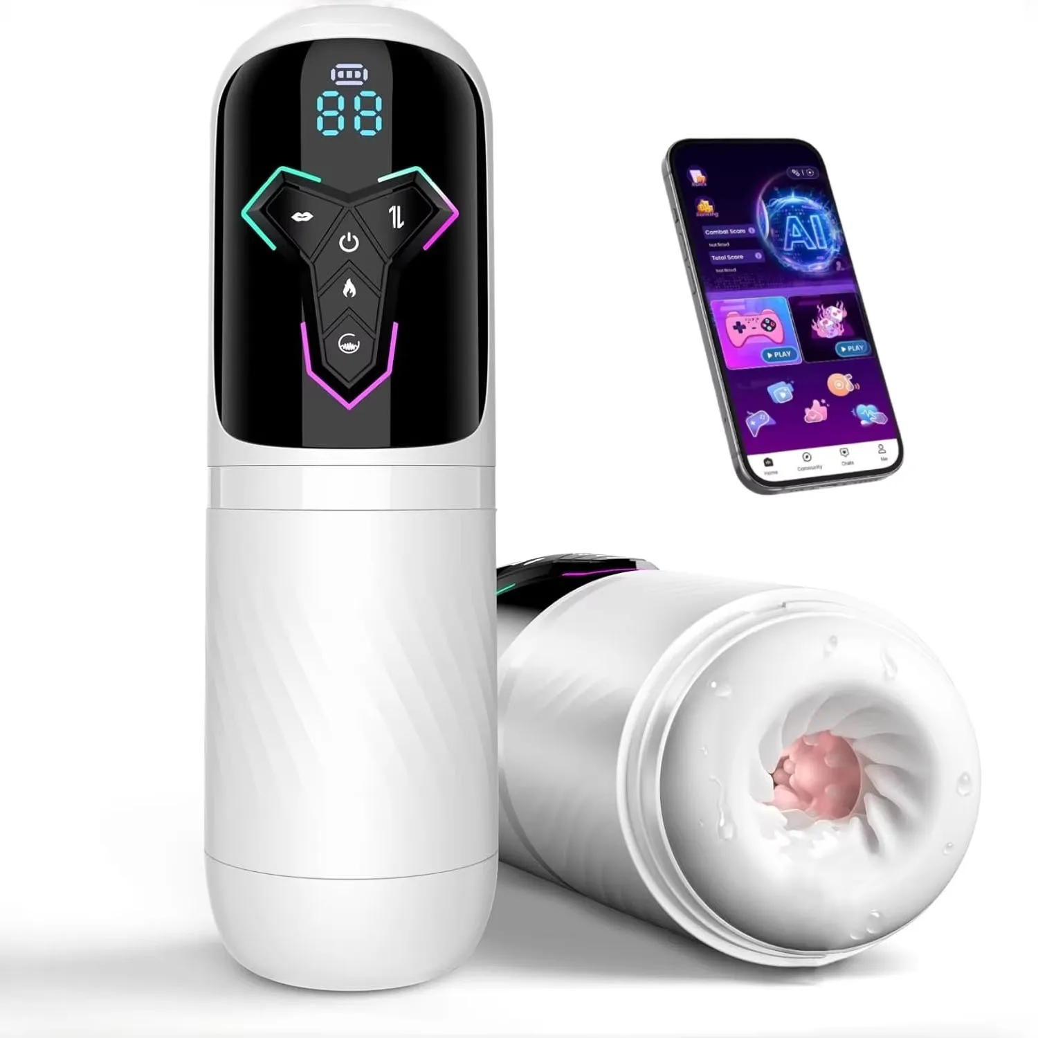 Masturbador Masculino Automático con Calefacción KUSHOR, Control por IA y Aplicación, Máquina de Succión, Bomba para Pene, Pantalla LCD, Juguetes Sexuales para Hombres