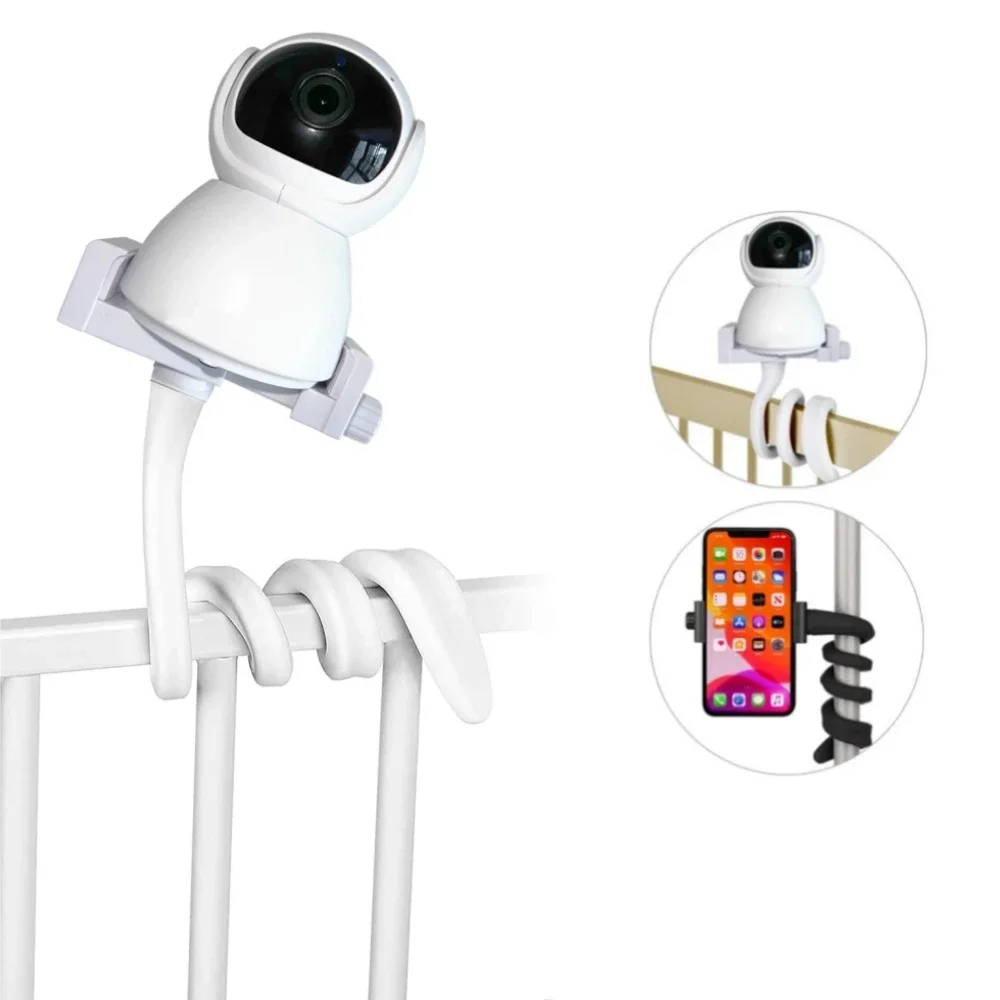 

Universal Baby Monitor Bed Bracket Multifunction Camera Holder 1/4 Screw Flexible Clip Hose Holeless Mounting CCTV Phone Stand