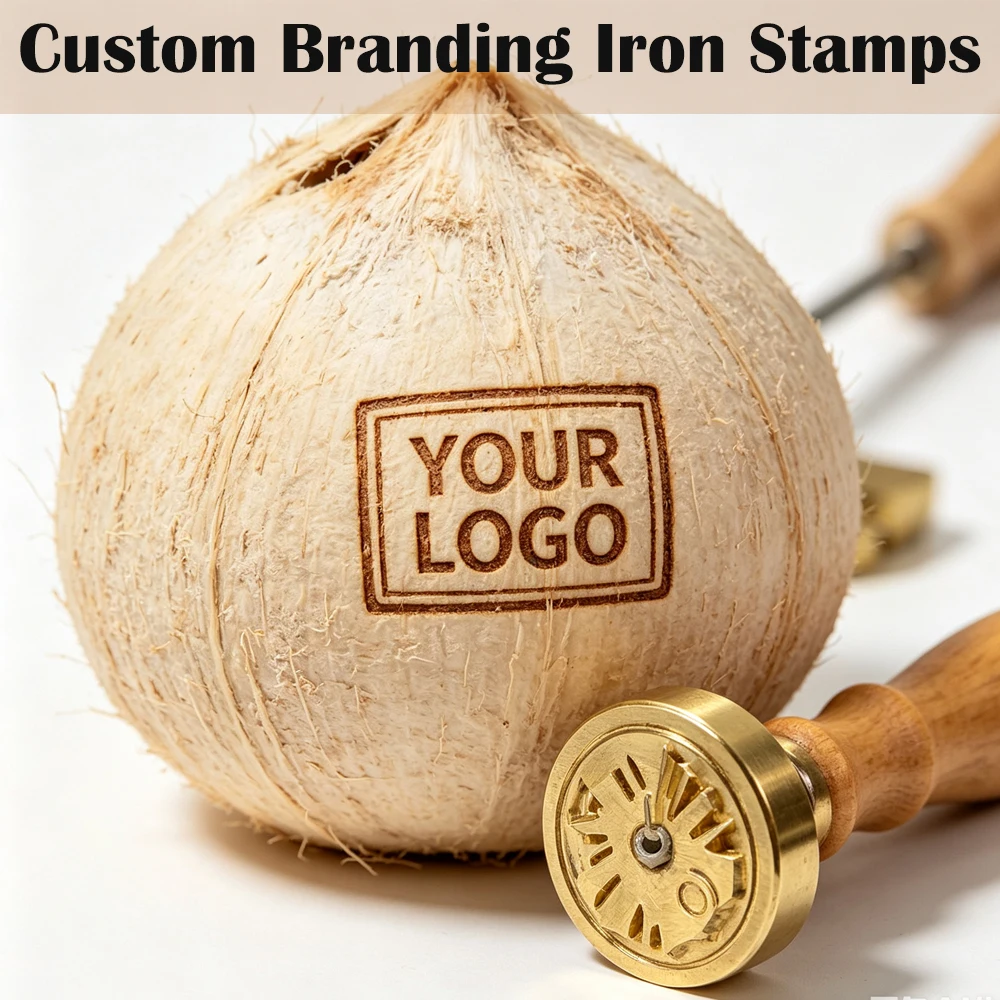 DIY Coconut Branding Iron Stamp Custom M8 Logo Embossing Stamp Personalized Design Hot Brass Stamp on Cake Burger Food Steak
