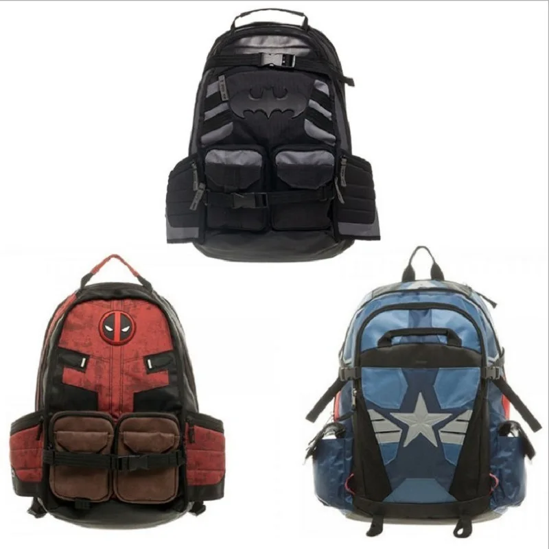 Marvels Deadpool Backpack Avengers Captain America Backpack knapsack Anime Cartoon schoolbag Outdoor High Capacity Backpack Gift