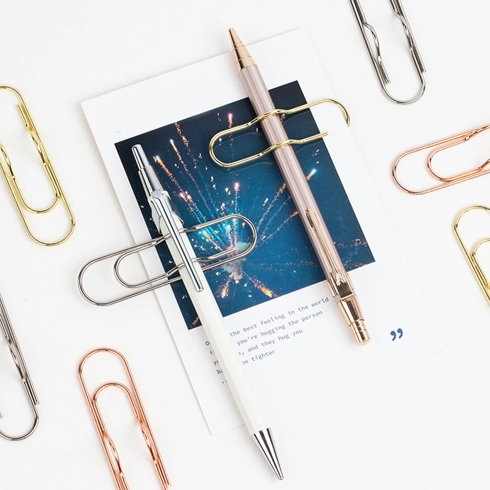 Paper Clips Multifunctional Paper Fix Clips Metal Pen Holder Clips Journal Document Clips Notebook Pin Pocket Accessories