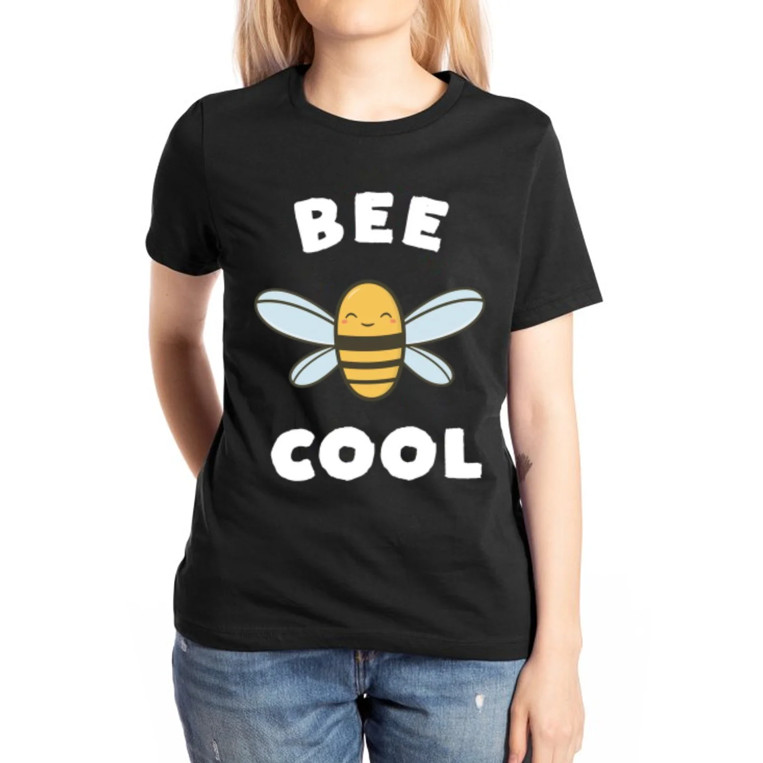 

BEE COOL Printed Women's T-shirt 100% Cotton Loose Breathable Fabric Casual Commuter Style Summer 2024 Hot New