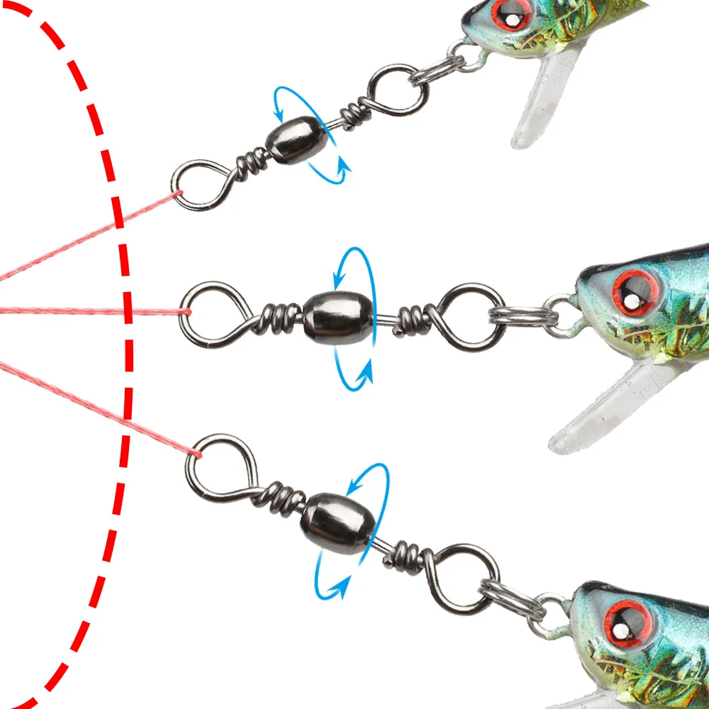 50pcs Stainless Steel Fishing Ball Bearing Rolling Swivel Barrel Sea Fish Hooks Lure Line Connector Goods For Fishing 2/0#-10#