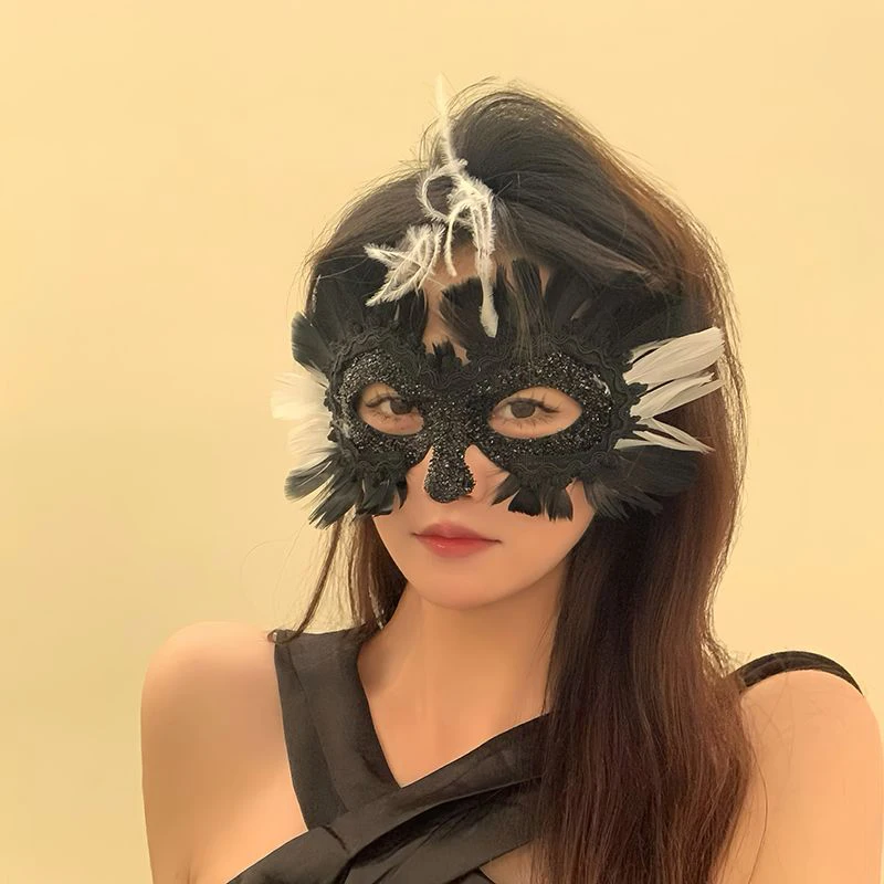 Sexy pizzo piuma donne mascherata maschere paillettes veneziano Halloween Natale festa di compleanno mistero sexy ballo di fine anno Mardi Gras nero